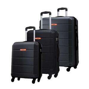 Safari Regloss Anti Scratch Set of 3, 55, 65 and 77 Cms Small, Medium and Large Trolley Bags Hard Case Polycarbonate 4 Wheels 360 Degree Wheeling System Luggage, Suitcase for Travel, Black